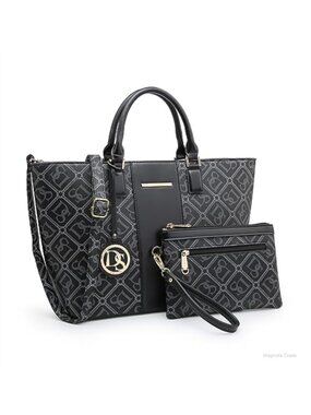 Large Vegan Leather Tote Bag Satchel Purse with Clutch